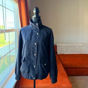 Suede Bomber Black with Silver zipper & snap buttons